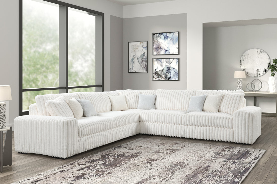 Marshmallow Beige Fluffy Sectional Couch