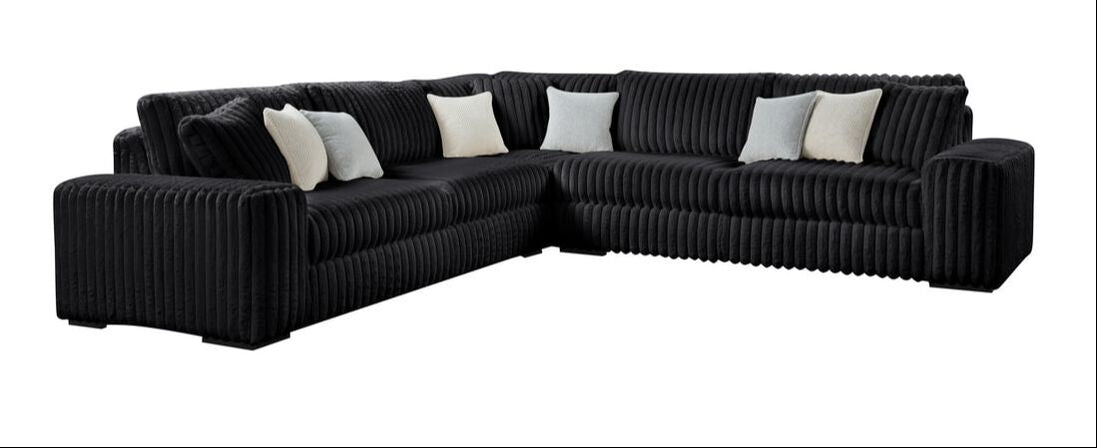 Marshmallow Black Fluffy Sectional Couch