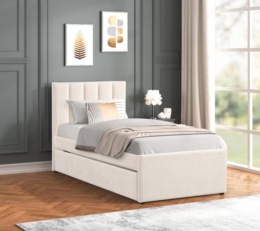 Maya Beige Twin Size Platform Trundle Bed