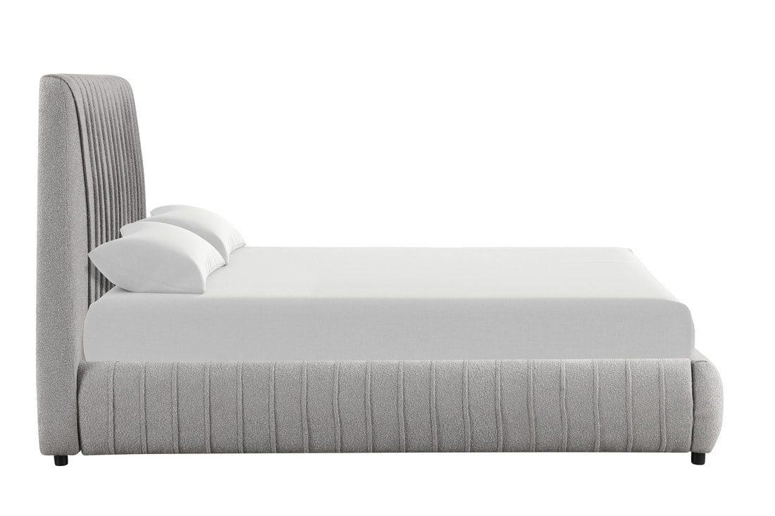 Oasis Modern Gray Boucle Platform Bedframe King/Queen