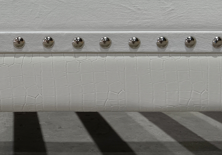 Luxor White Velvet Diamonds & Crocodile Vinyl Platform Bed King/Queen