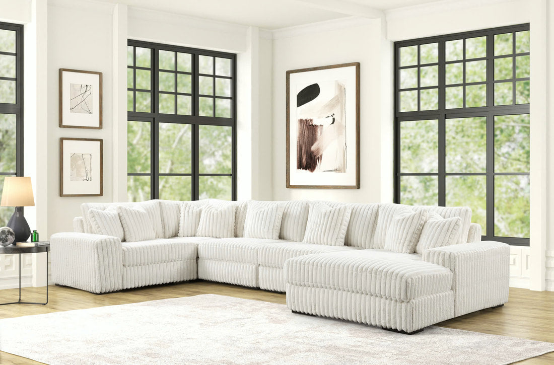 Seasons2 Beige Fluffy 5 Piece Sectional