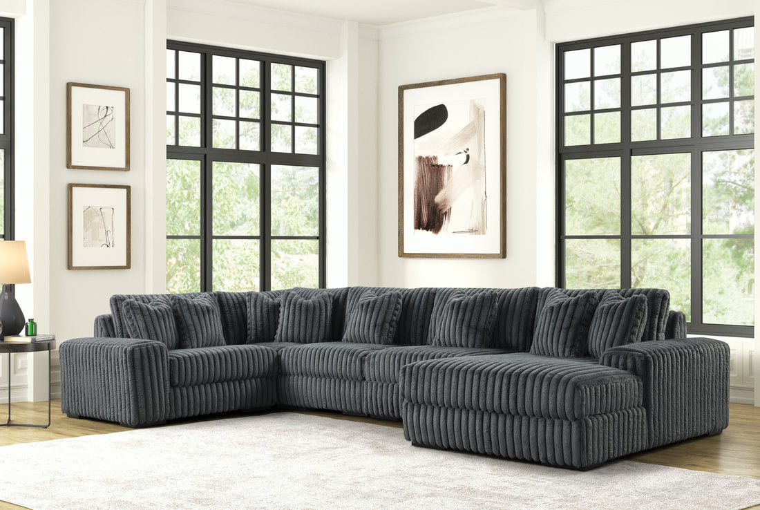 Seasons2 Gray Fluffy Sectional Couch