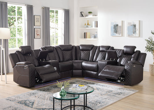 Spaceship Espresso Power Reclining Sectional Couch