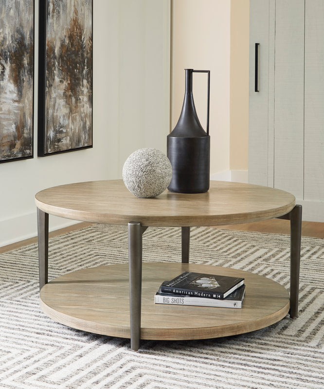 Dyonton Circle Light Grey/Brown Coffee Table