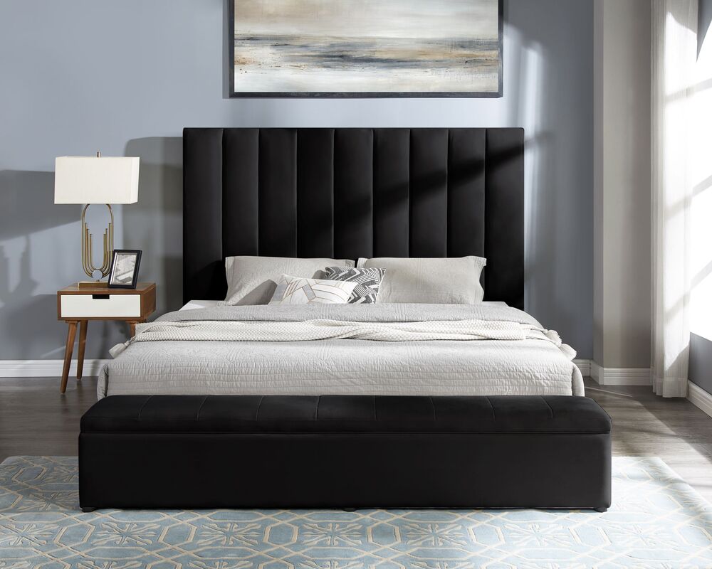 Valencia Black Platform Bed With Storage King/Queen