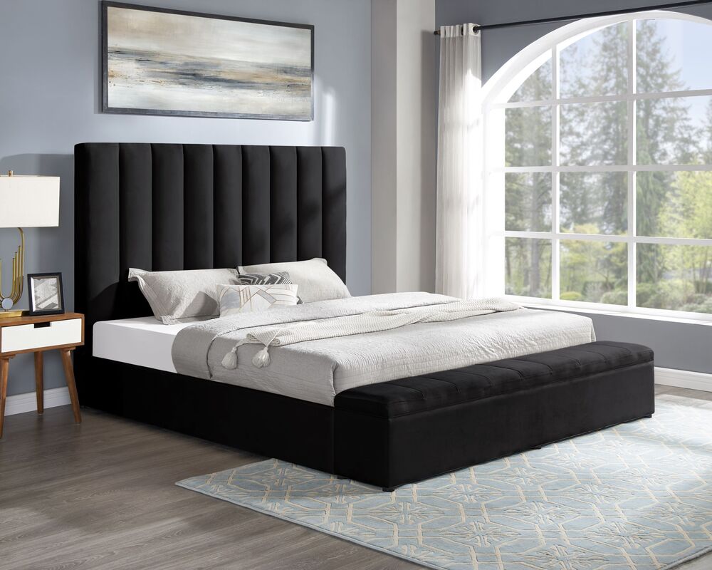 Valencia Black Platform Bed With Storage King/Queen