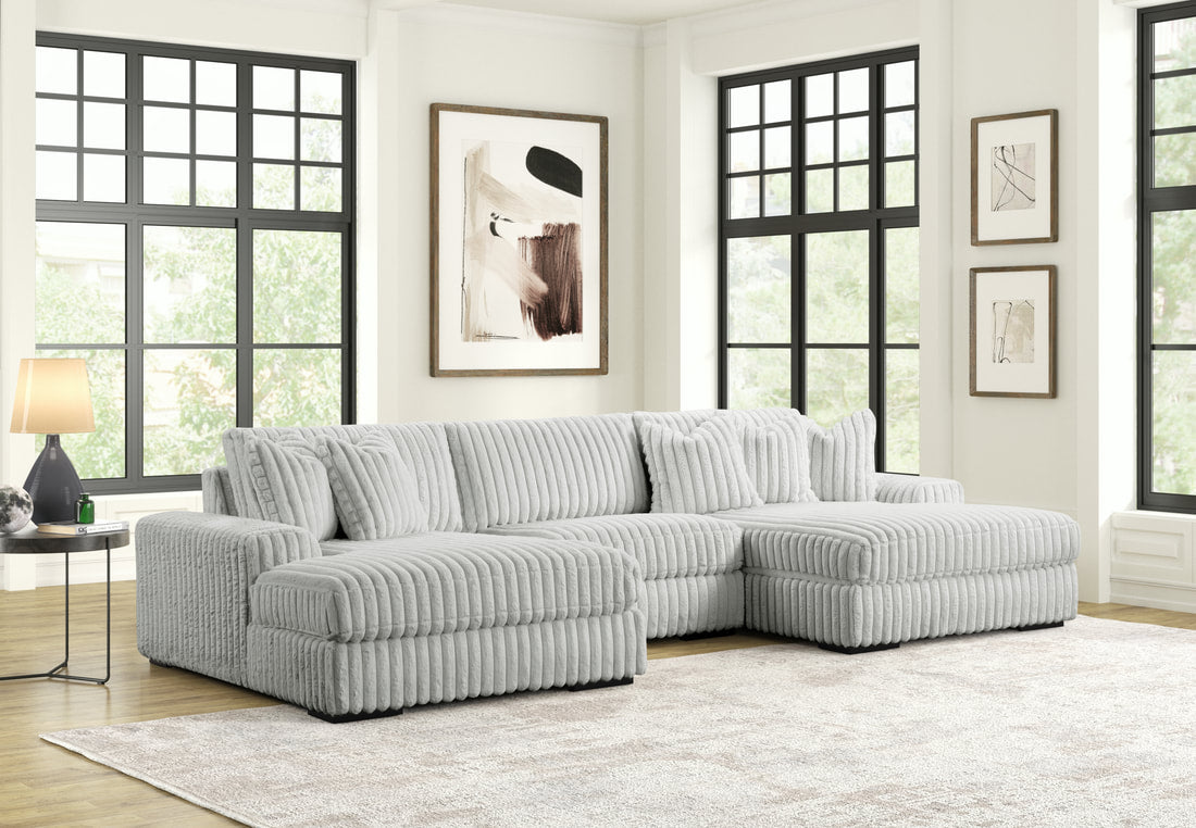 XL Sunday2 Gray Fluffy Sectional Couch