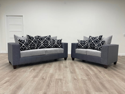 2-Tone Gray Sofa & Loveseat Couch & Loveseat