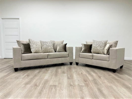 Hollywood Beige Sofa & Loveseat Living Room Set