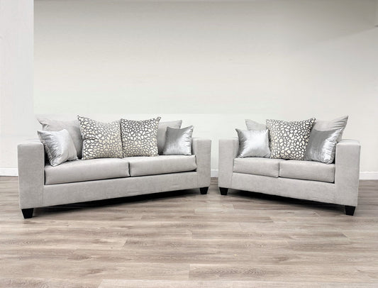 Hollywood Sliver Sofa & Loveseat Living Room Set