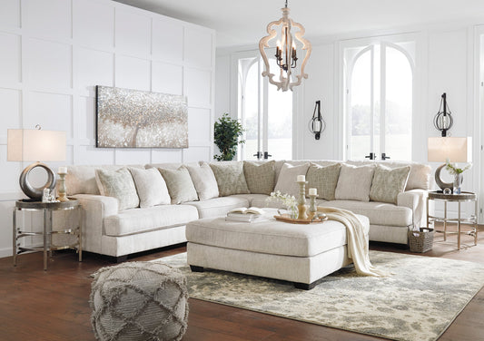 Parchment Ashley Furniture Sectional + Ottoman