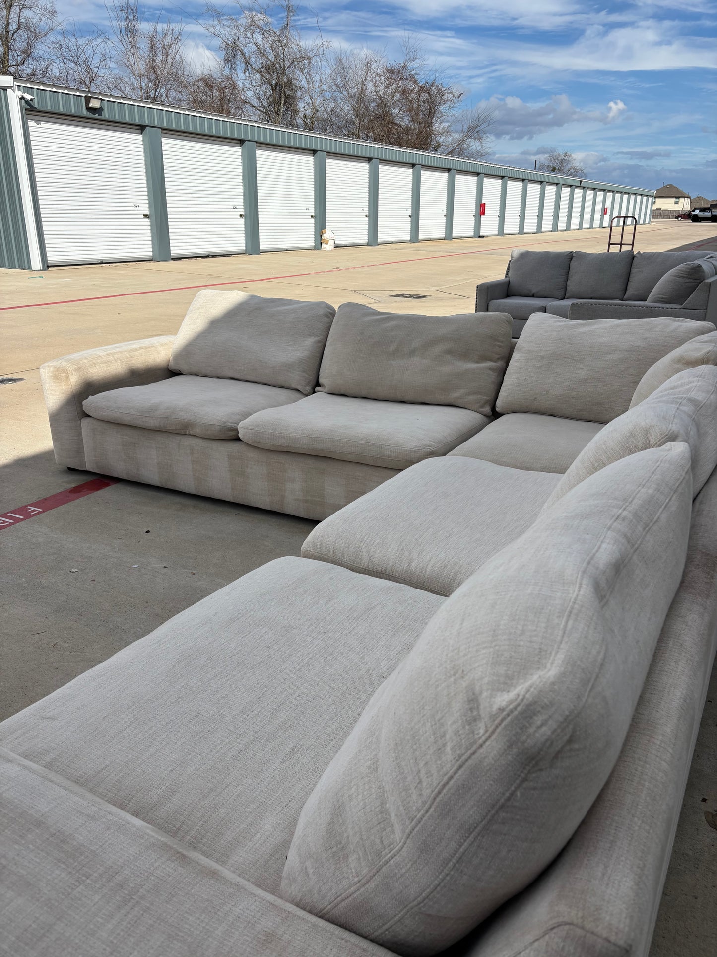 Cream Crate & Barrel Style Sectional Cloud Couch