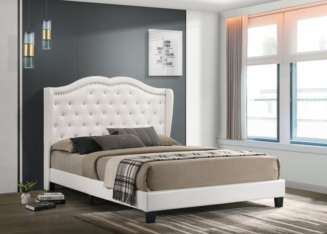 Paradise 2 White PU Tufted Platform Bed King/Queen/Full