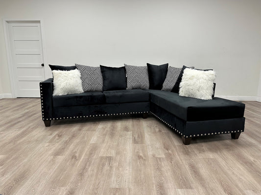 Monroe Black Velvet Sectional