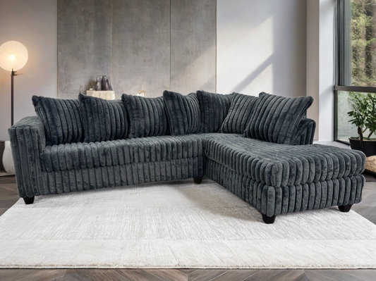 510 Charcoal Fluffy Sectional Couch