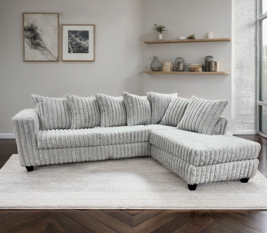 510 Gray Fluffy Sectional Couch