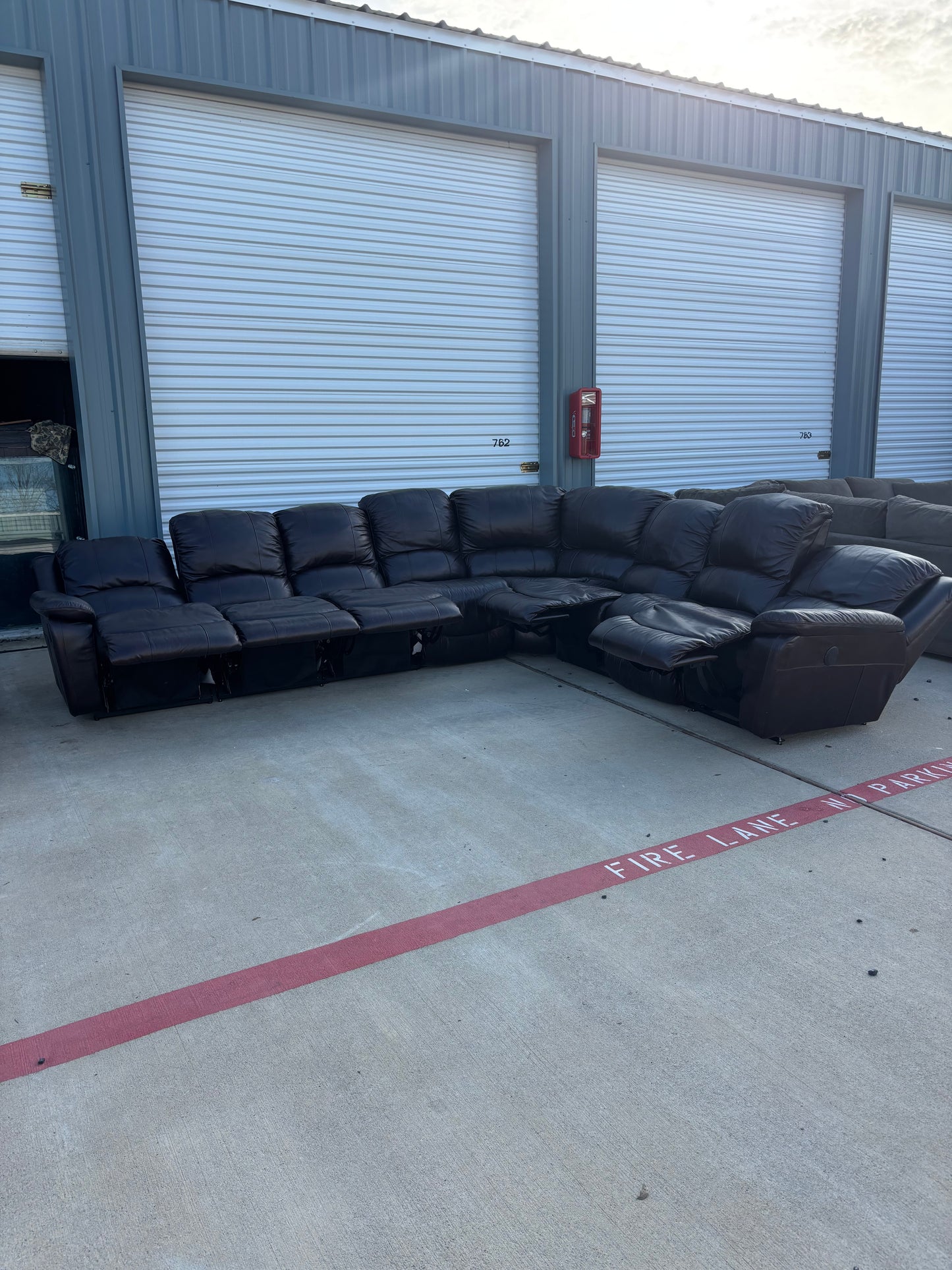 La-Z-Boy Genuine Leather Reclining Sectional Couch