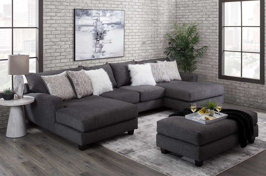 Gray Sectional & Ottoman