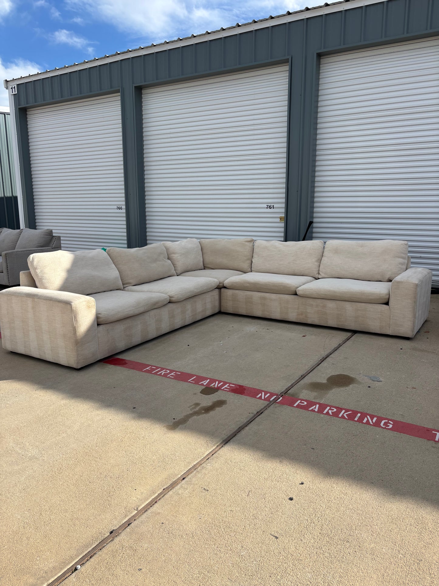 Cream Crate & Barrel Style Sectional Cloud Couch