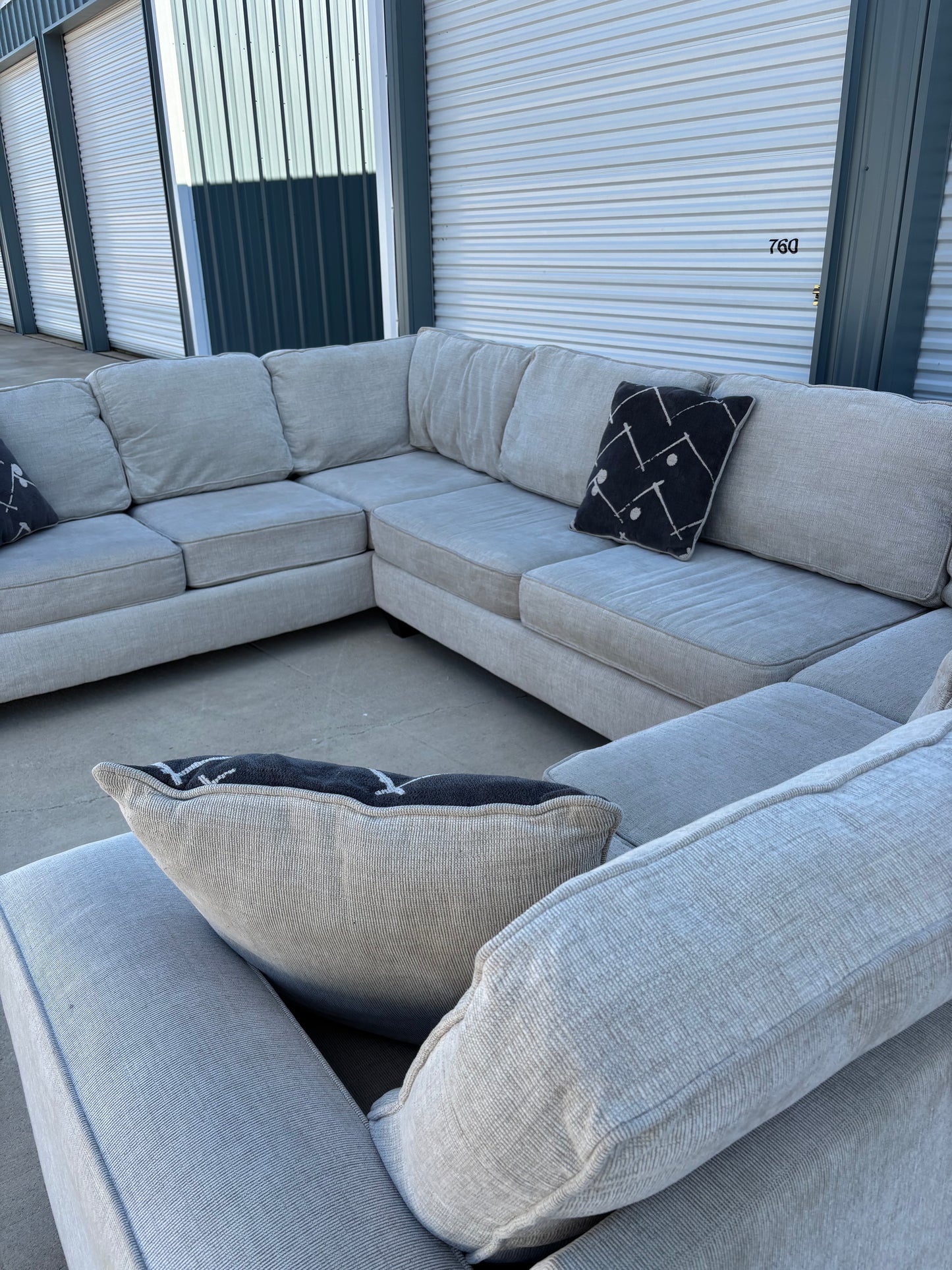 Beautiful Large Beige U Shape Sectional Couch