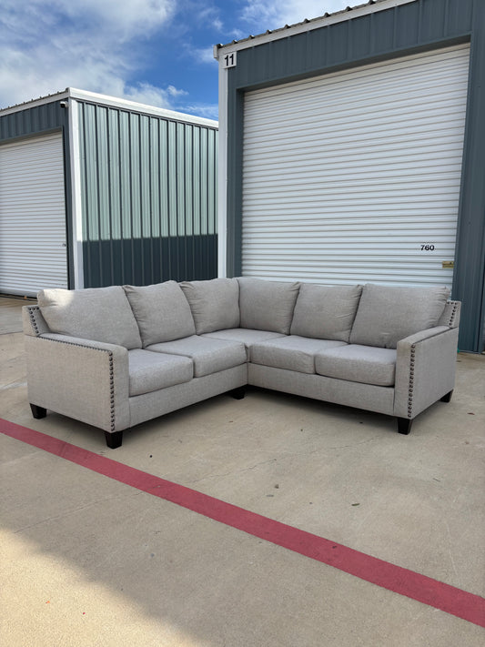 Grey Ashley Nail Head Sectional Couch