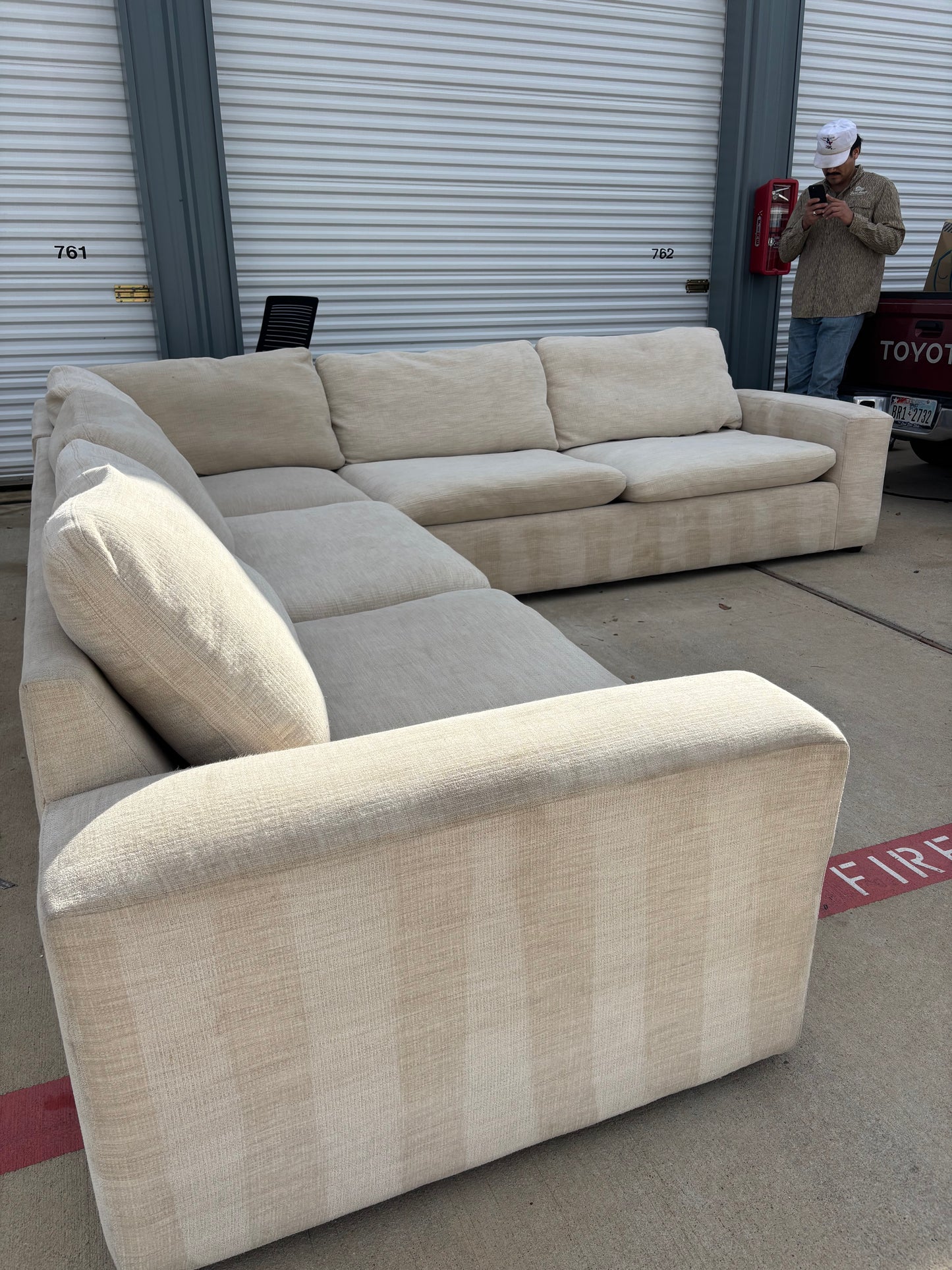 Cream Crate & Barrel Style Sectional Cloud Couch