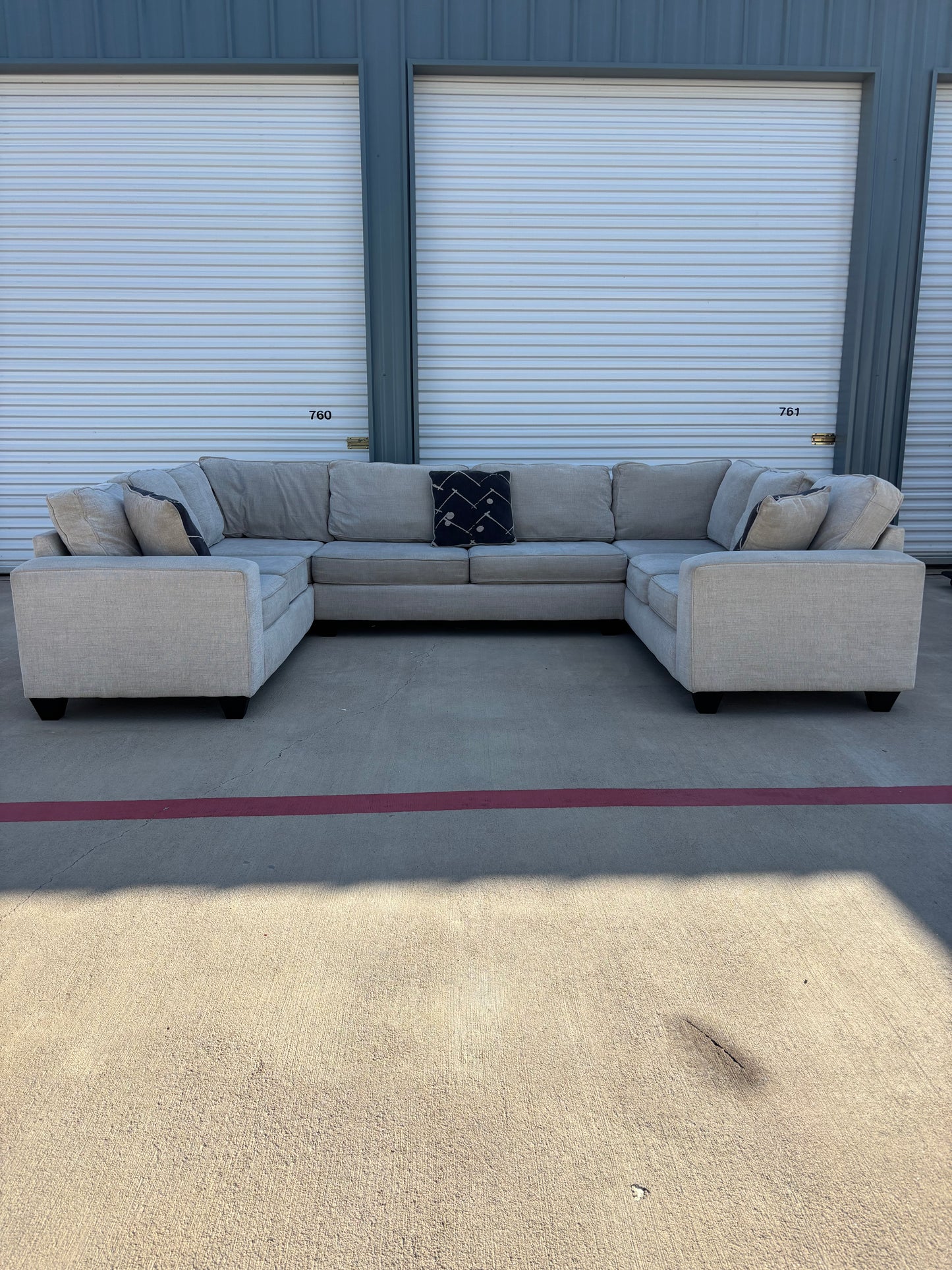 Beautiful Large Beige U Shape Sectional Couch