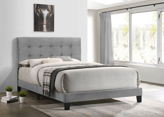 930 Gray Velvet Platform Bed King/Queen/Full/Twin