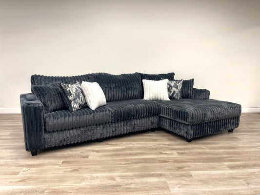 9500 Charcoal Fluffy Sectional Couch