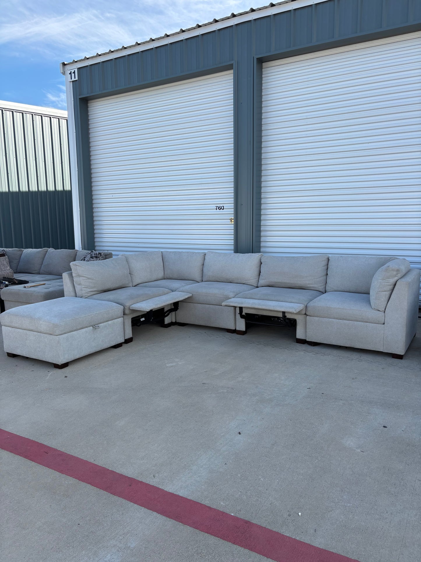 Grey Reclining Thomasville Sectional Couch