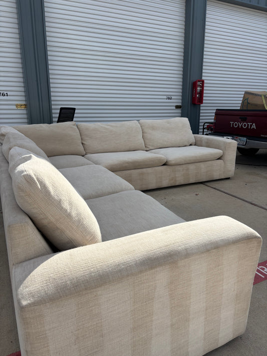 Cream Crate & Barrel Style Sectional Cloud Couch