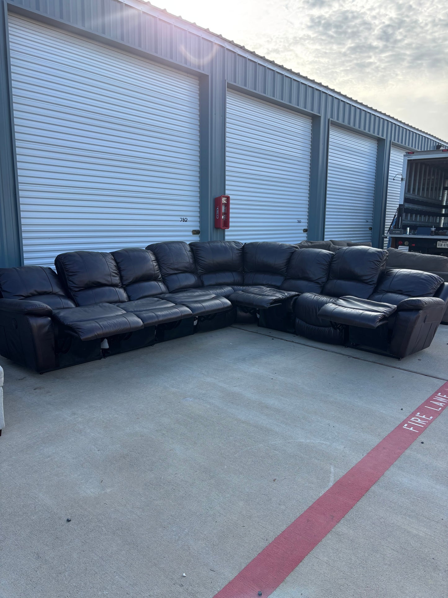 La-Z-Boy Genuine Leather Reclining Sectional Couch