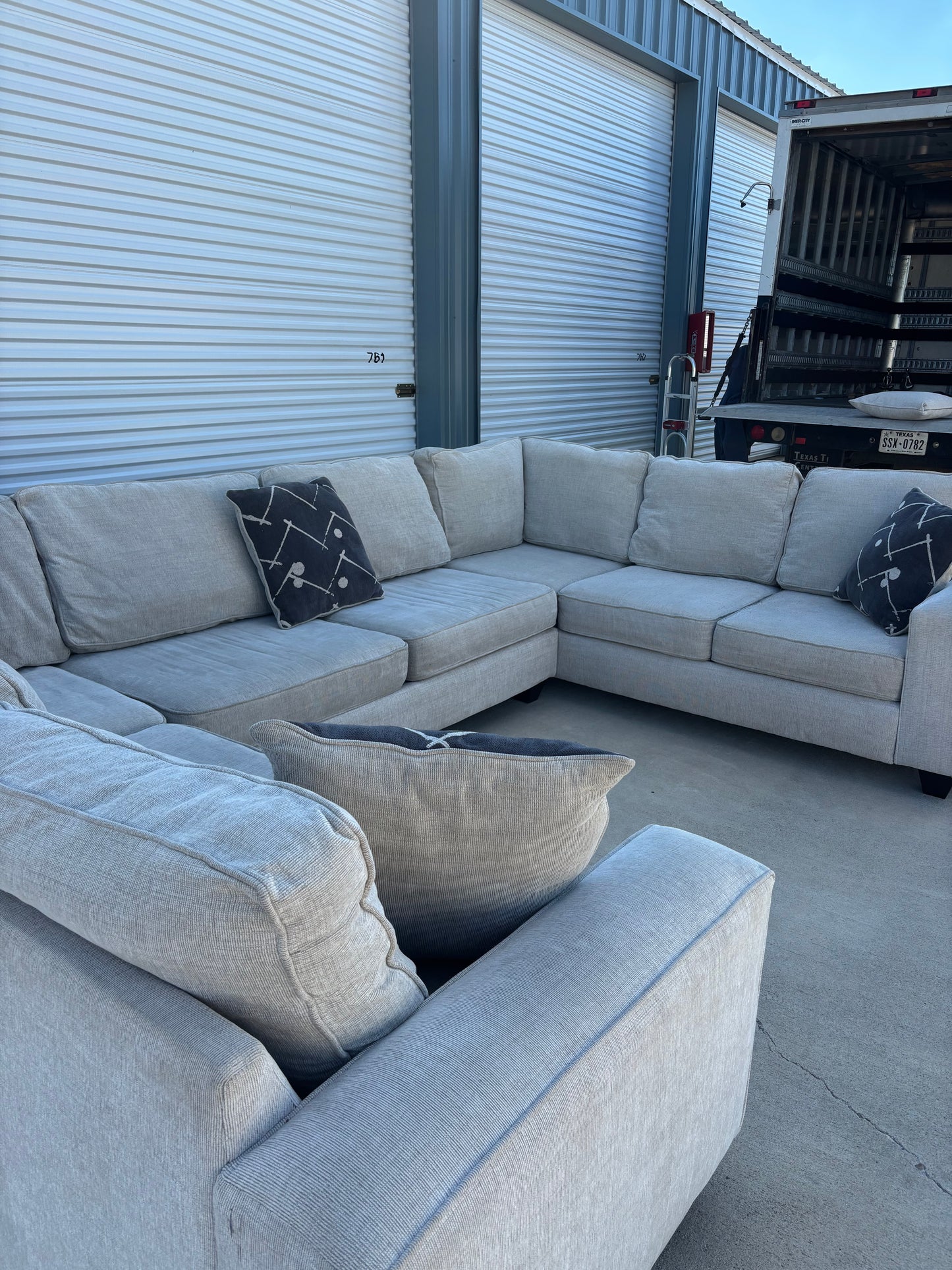 Beautiful Large Beige U Shape Sectional Couch
