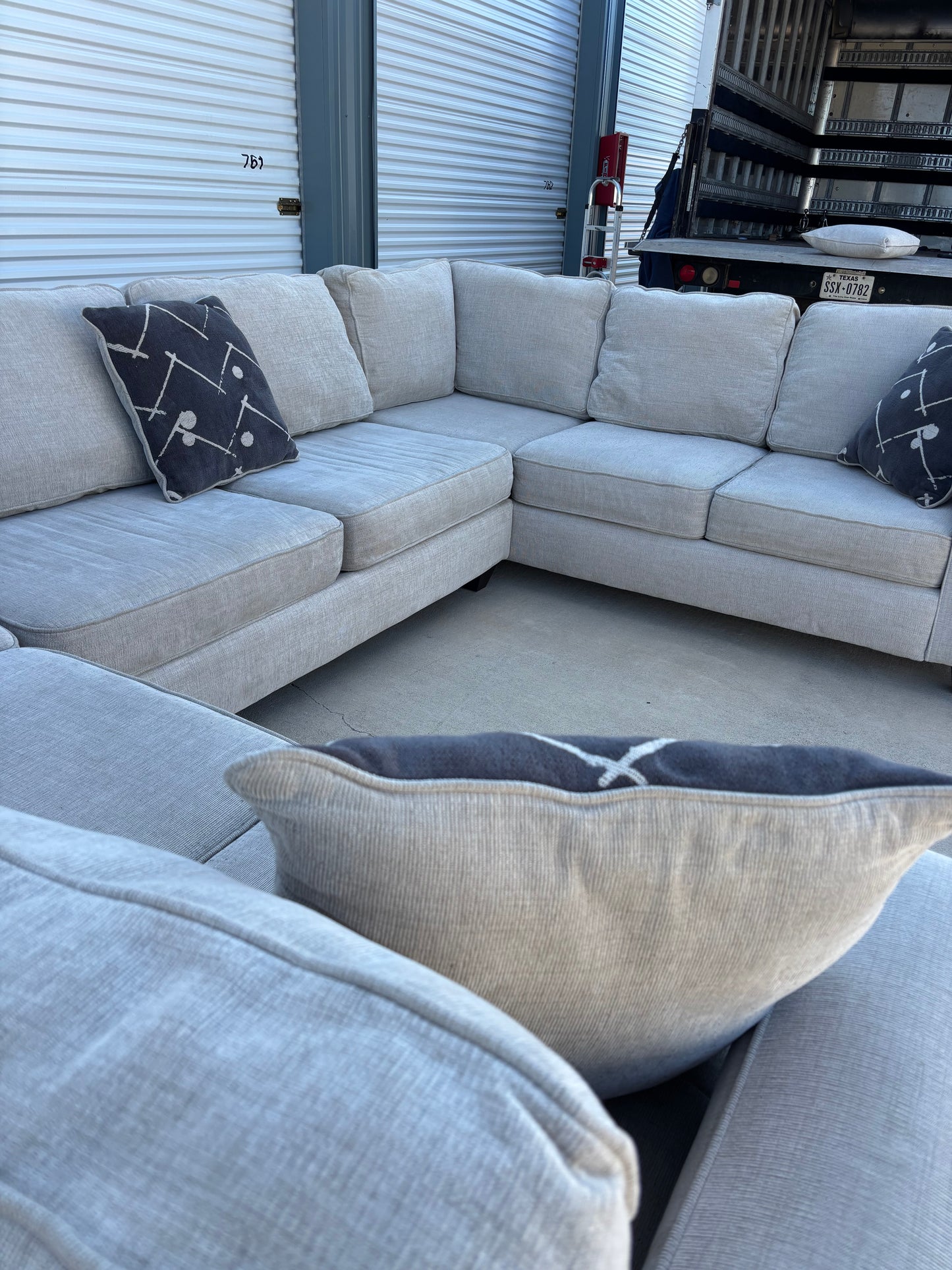 Beautiful Large Beige U Shape Sectional Couch