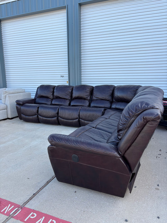 La-Z-Boy Genuine Leather Reclining Sectional Couch