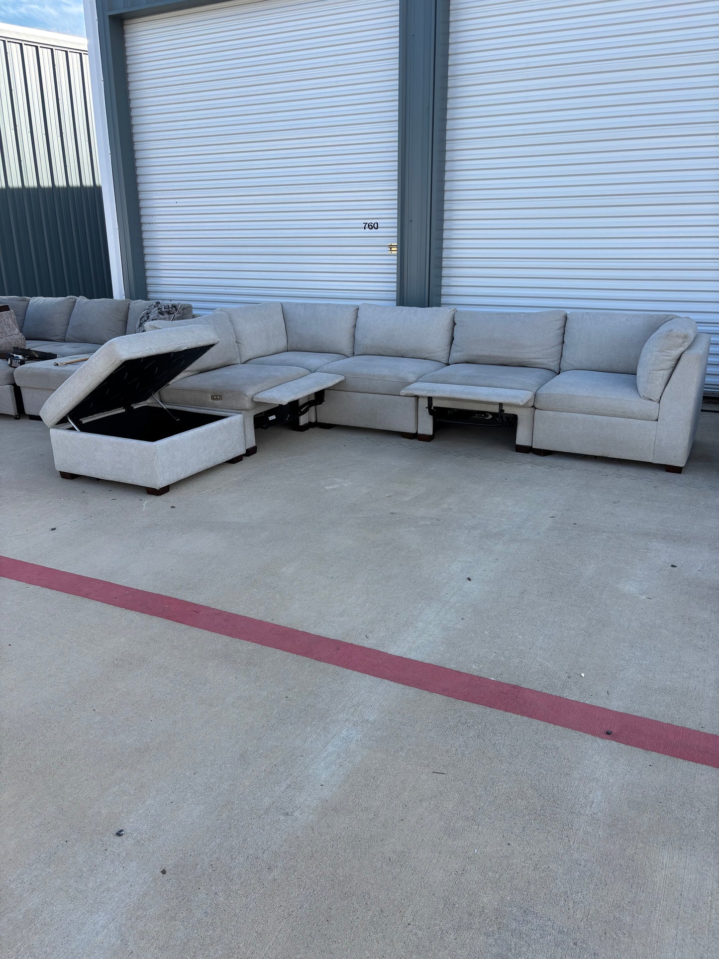 Grey Reclining Thomasville Sectional Couch