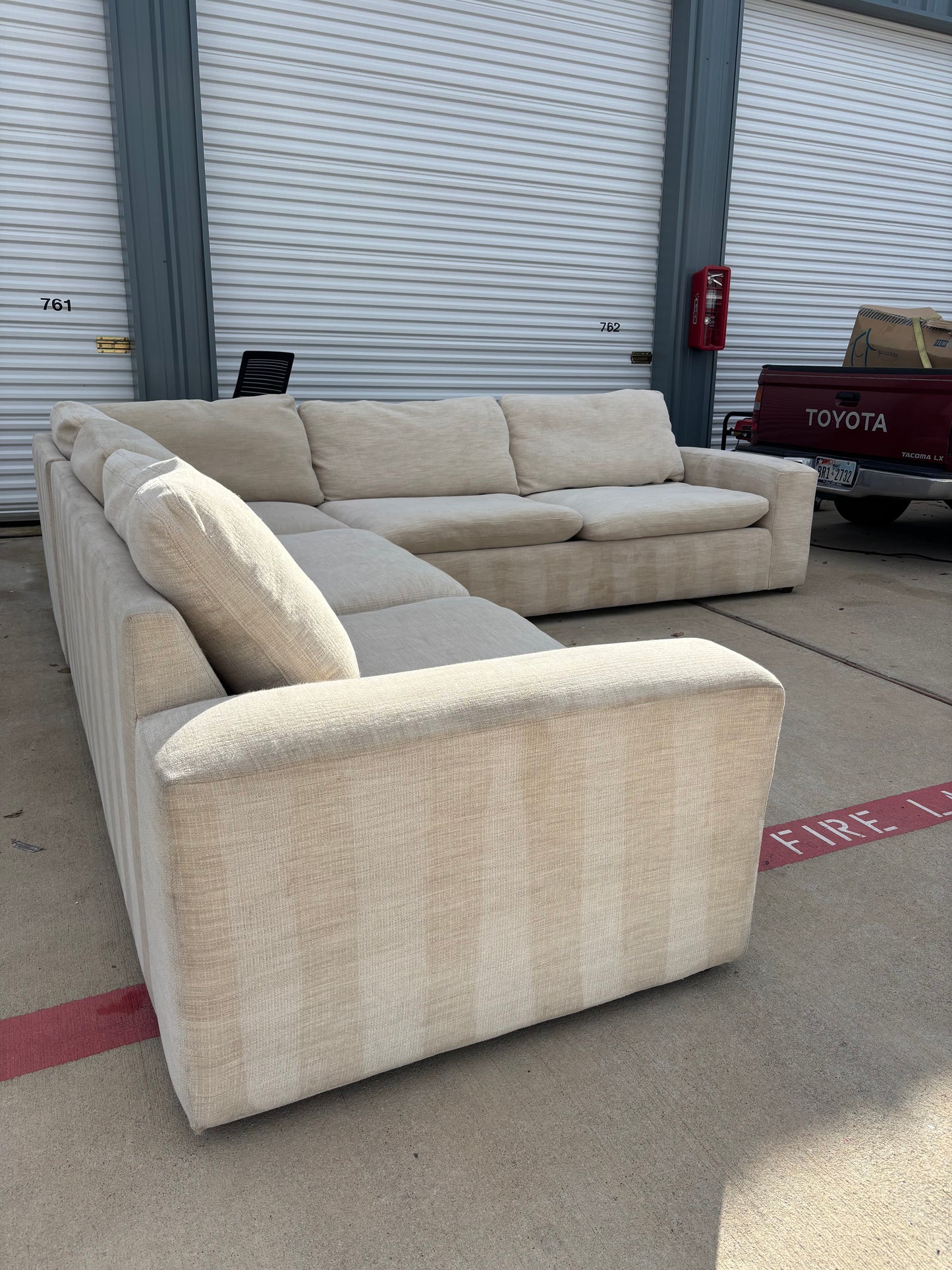 Cream Crate & Barrel Style Sectional Cloud Couch