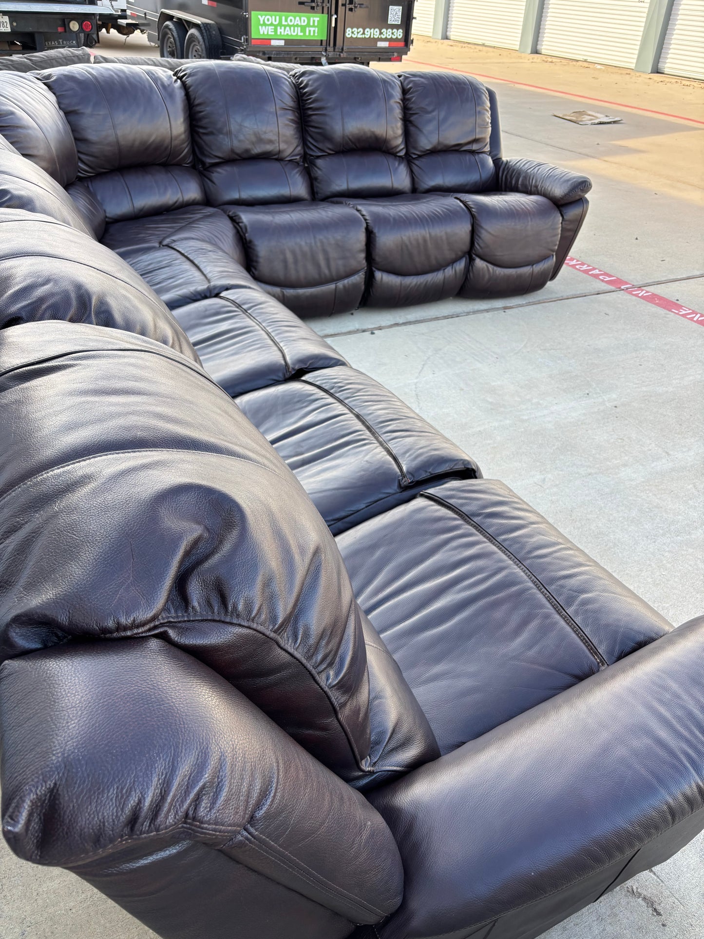 La-Z-Boy Genuine Leather Reclining Sectional Couch
