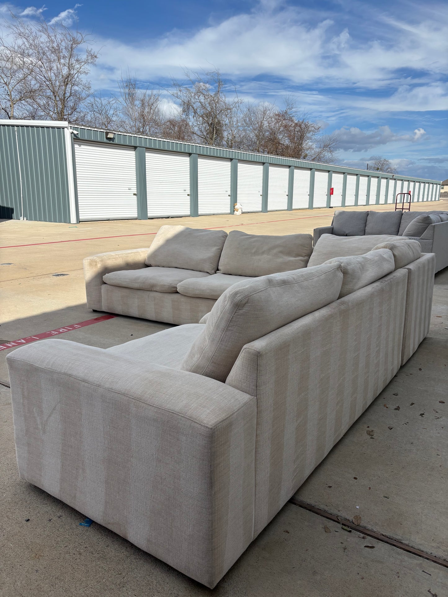 Cream Crate & Barrel Style Sectional Cloud Couch