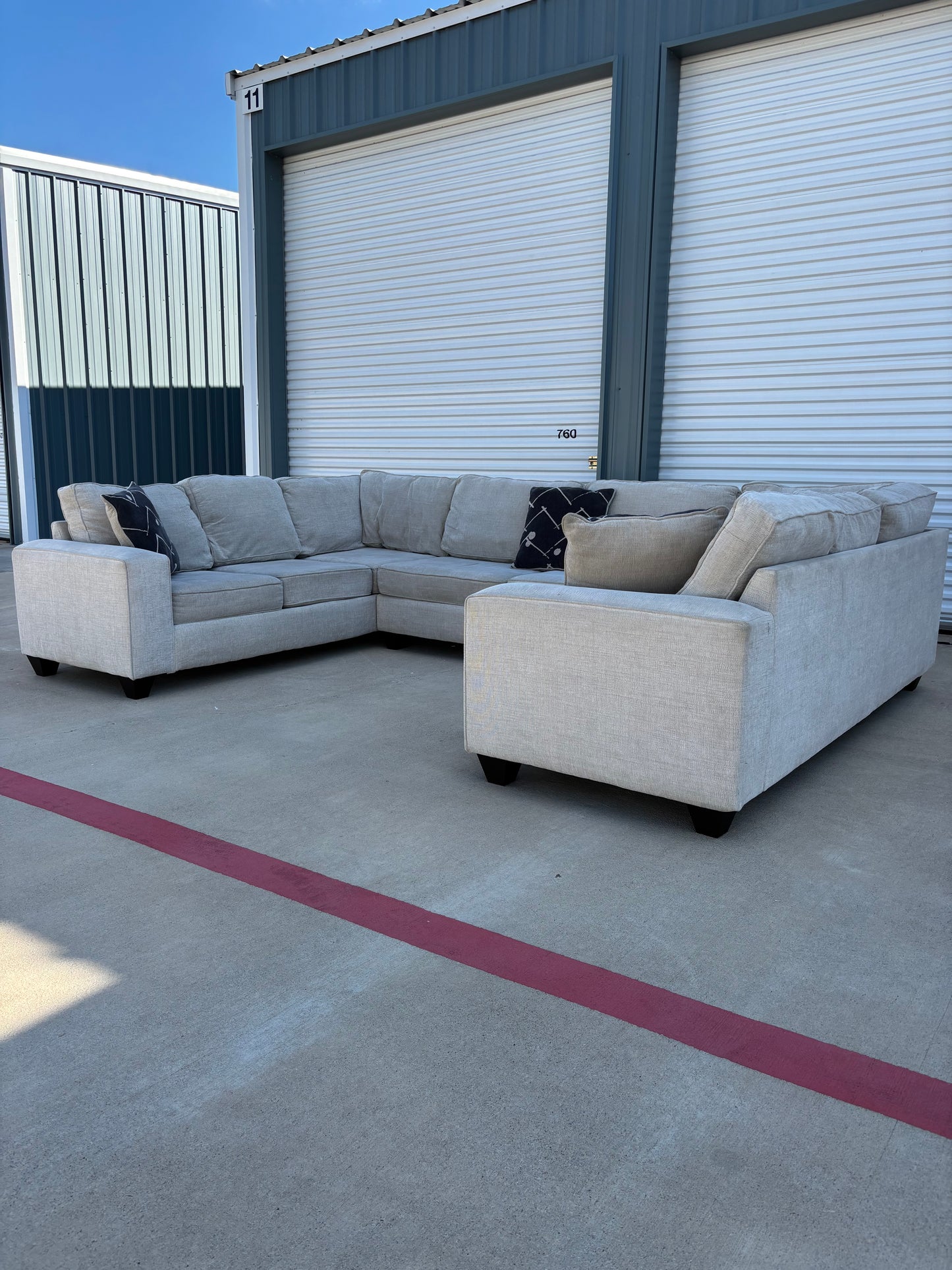 Beautiful Large Beige U Shape Sectional Couch