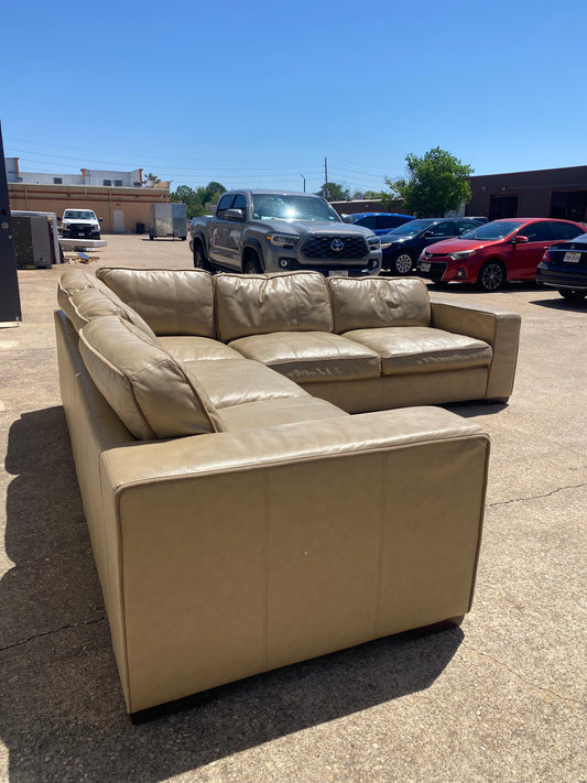 Tan Genuine Leather Sectional Couch