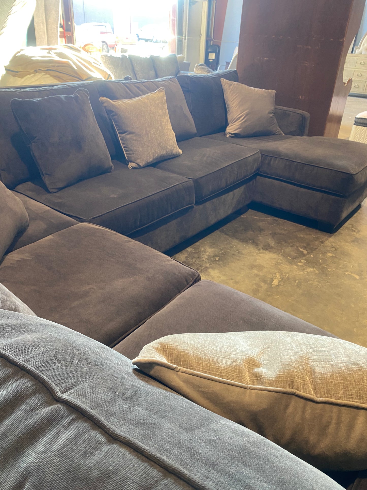 Beautiful Dark Grey Sectional Couch