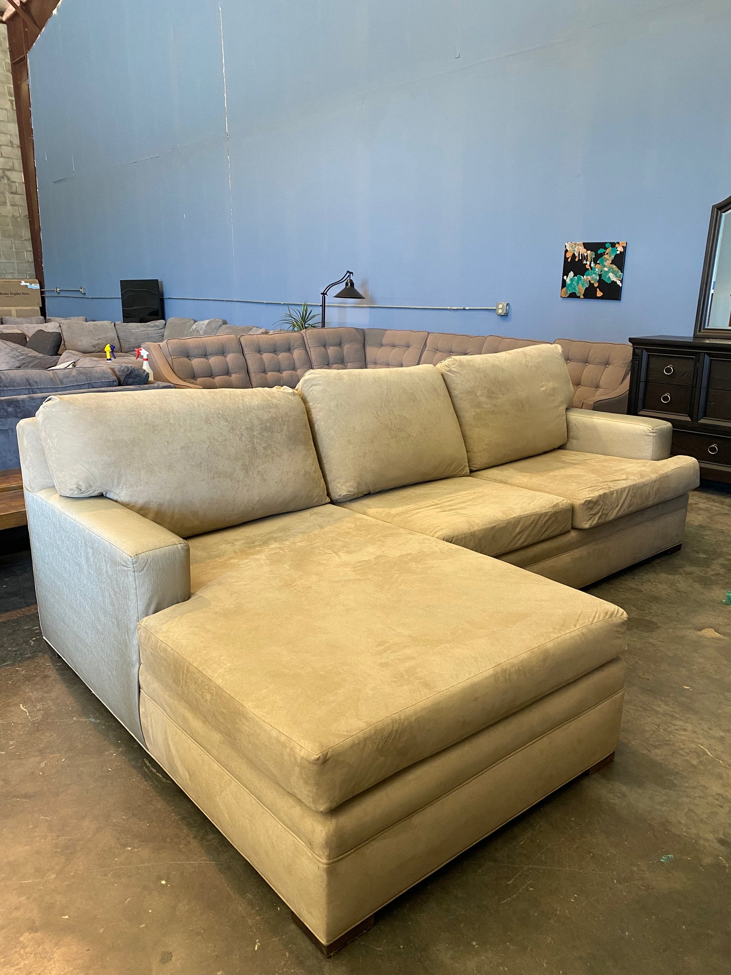 Beige 2 Tone Sectional Couch