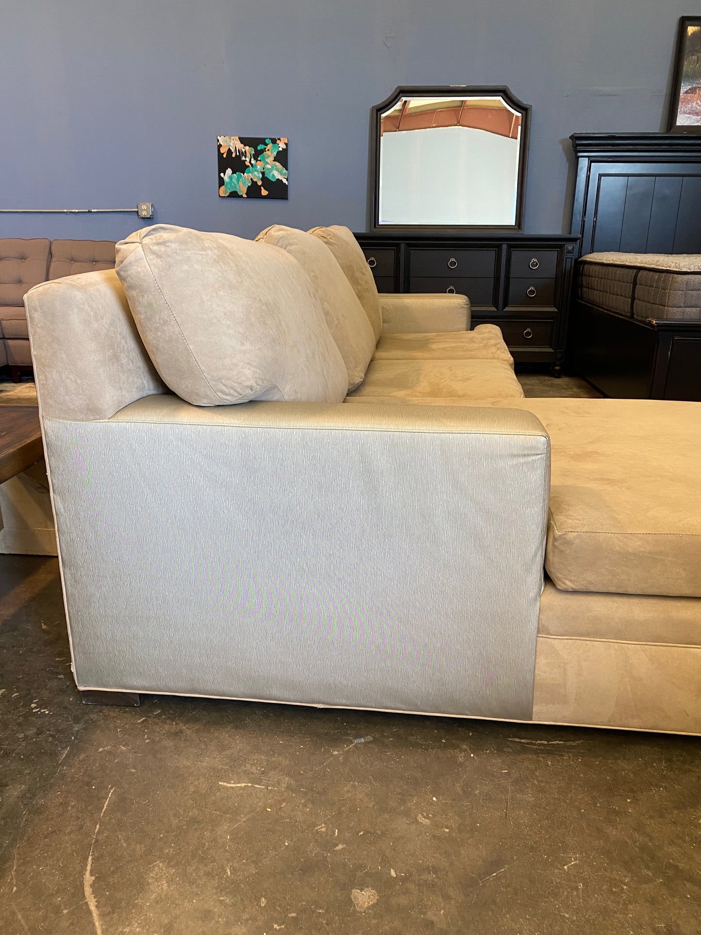 Beige 2 Tone Sectional Couch