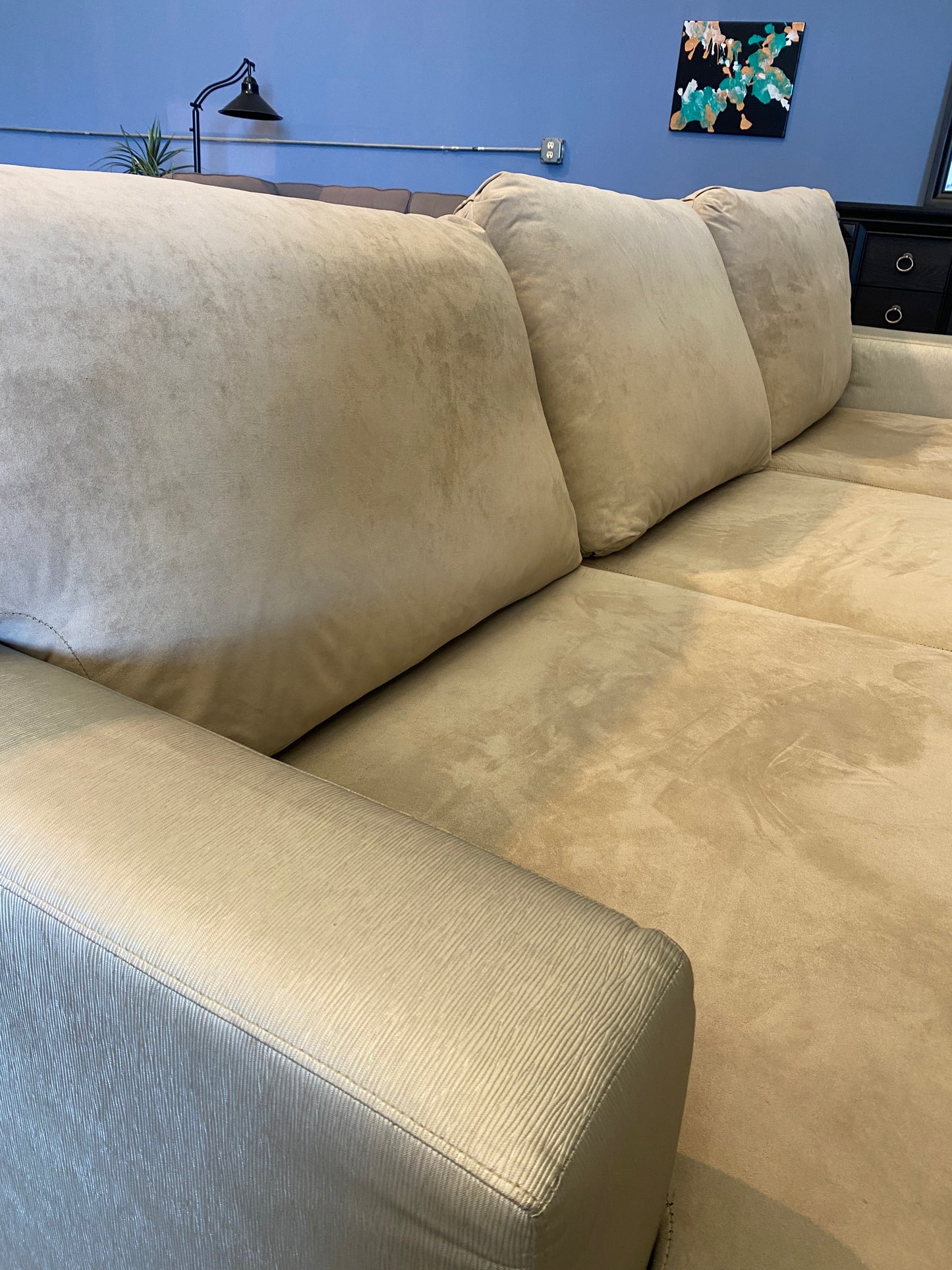 Beige 2 Tone Sectional Couch