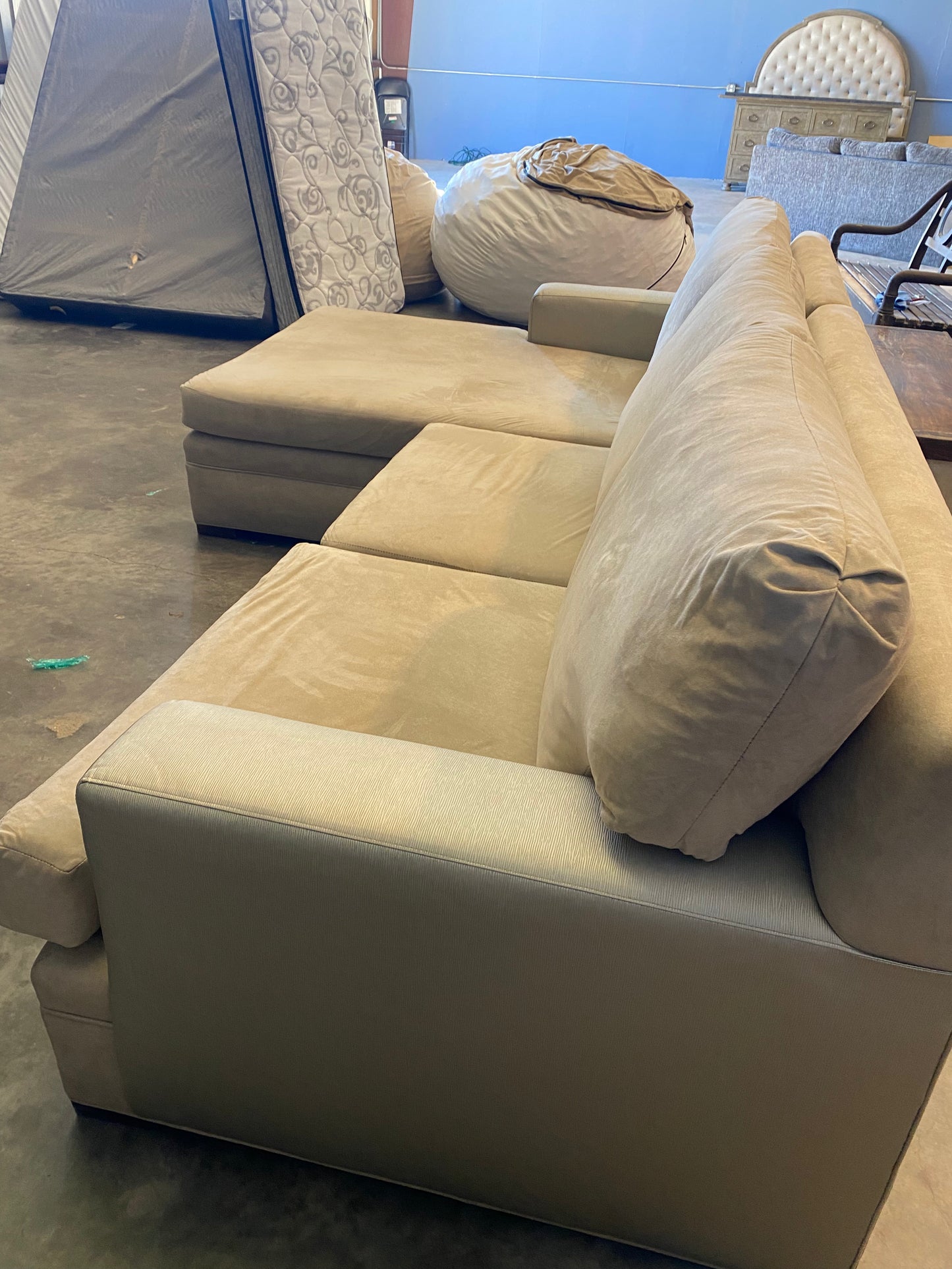 Beige 2 Tone Sectional Couch