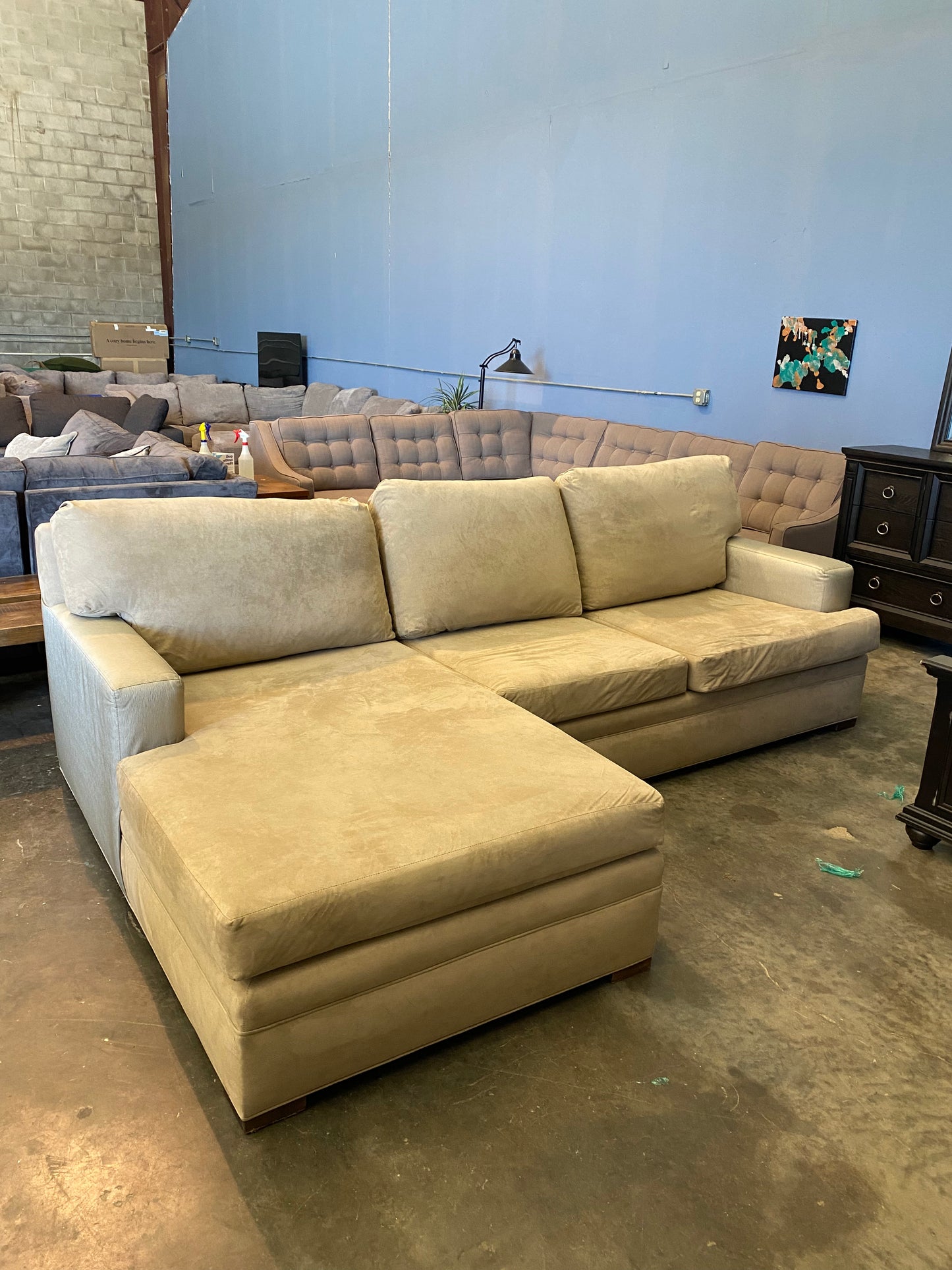 Beige 2 Tone Sectional Couch