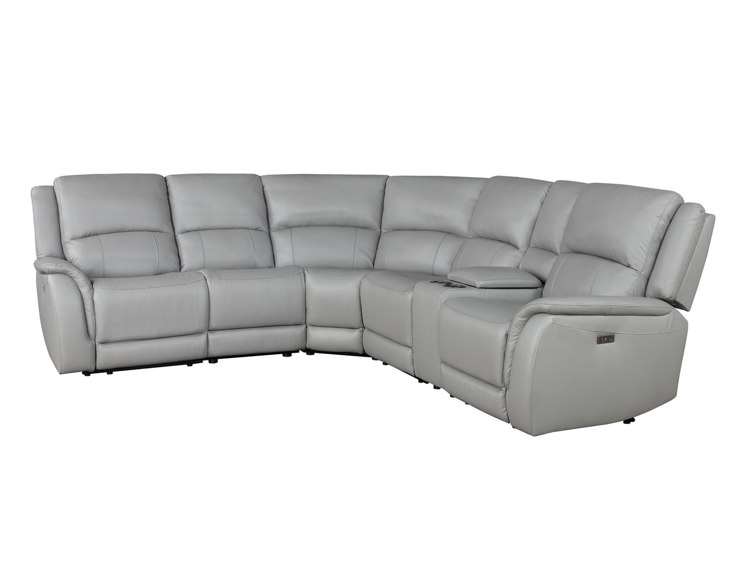 Alexandria Stone Gray Genuine Leather Power Reclining Sectional Sofa