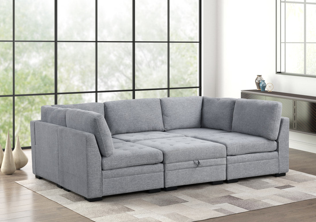 Sam Grey Modular Sectional Couch 6 Piece